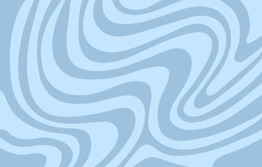 Abstract horizontal background with blue waves. Trendy vector illustration in style retro 60s, 70s. Pastel colors