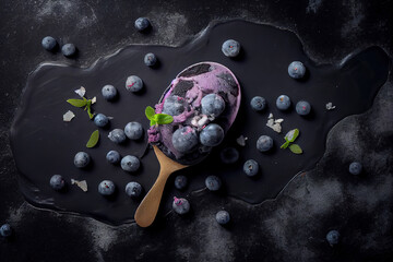Wall Mural - bowl of ice cream with berries fruits. generative ai