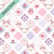seamless pattern with hearts, bunnies, ribbons and stars