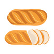 Vector illustration of sets of bread, slice and full loaf  for breakfast, lunch or dinner.