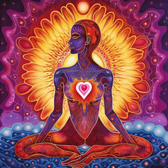 Wall Mural - yoga in the lotus position, spiritual tantra self love energy - by generative ai