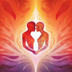 Wall Mural - tantra flow of femininity couple love - by generative ai