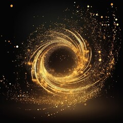 explosion and swirl of gold sparkles background generative ai