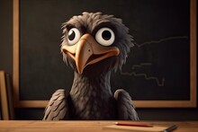 Eagle In Classroom With Blackboard Background Generative AI