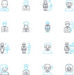 Personal outlook linear icons set. Optimism, Pessimism, Hope, Despair, Resilience, Confidence, Doubt line vector and concept signs. Faith,Skepticism,Open-mindedness outline illustrations