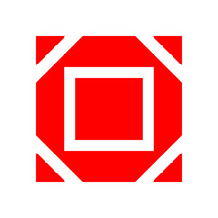 Wall Mural - red and white vector graphic of a red square containing the outline of a white square and white diag