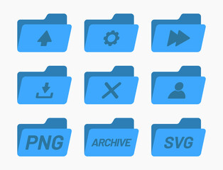 desktop interface folders icons set isolated simple ui vector flat illustration