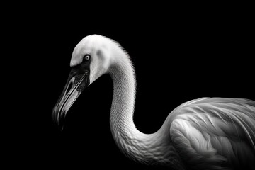 Sticker - monochrome flamingo photograph. Generative AI