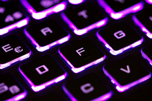 Close-up Of Laptop Keyboard Illumination, Backlit Keyboard