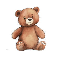 brown teddy bear hand drawn illustration children's book art stuffed animal