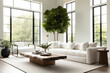 © Trinette Reed - Interior home white linen sofa in Modern design living room