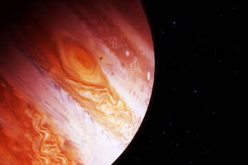 Wall Mural - The planet Jupiter on a dark background. Elements of this image furnished NASA.