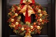 Christmas door wreath decoration, generative AI