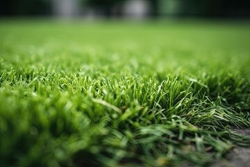 Canvas Print - macro view of lush green grass blades. Generative AI