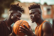 © wetzkaz - street basketball , men play basketball in their spare time. Generative AI