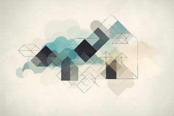 Canvas Print -  triangular clouds in the sky with an abstract diagram