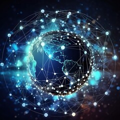 global networking on data connection. Science. Big data. internet technology. Business. Communication and social network. generative ai