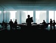 © DKN Media - Silhouette of Business Professionals in Conference Room Meeting. Generative AI.