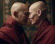 Monks In Romantic Encounter. Love and Friendship. Generative AI.