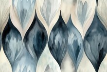 Watercolor Pattern In Combination Of Light Greyish Orange And Dark Desaturated Greyish Blue Colors. AI Generated