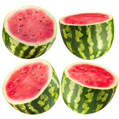Wall Mural - collection of halves of watermelon isolated on a white background