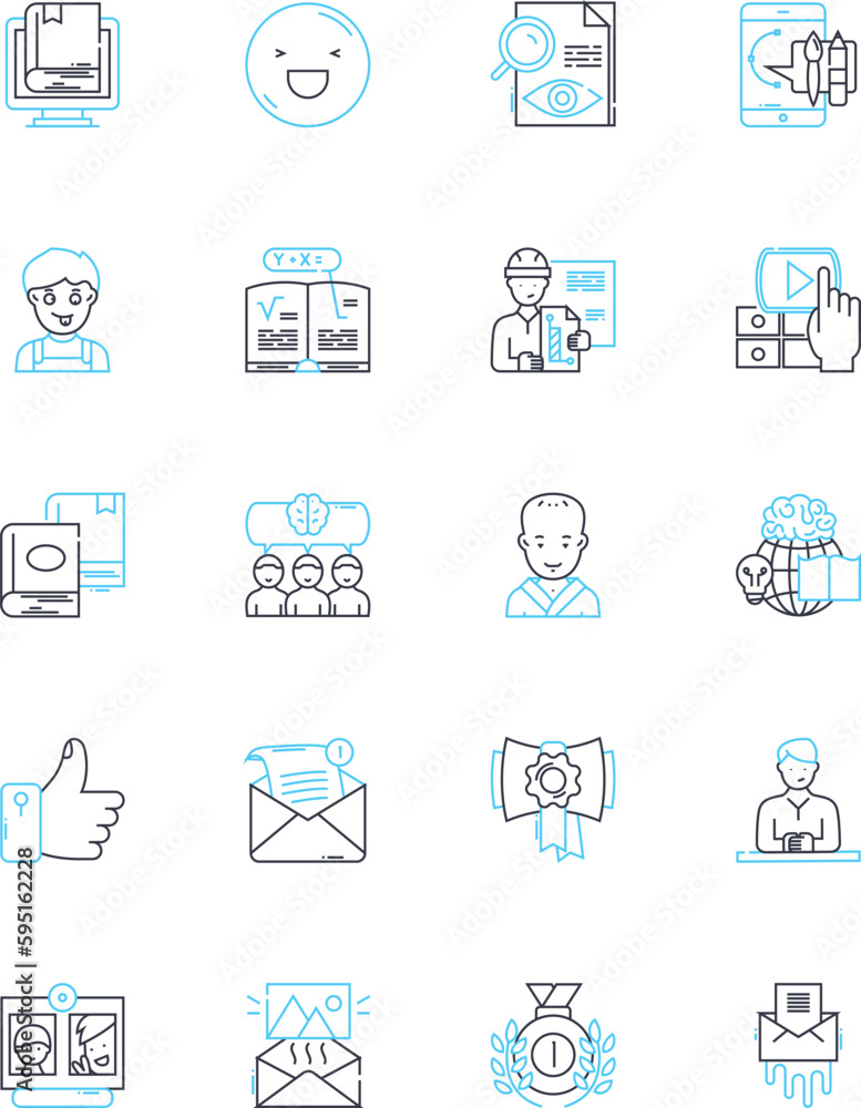 Summit linear icons set. Attainment, Acme, Pinnacle, Summitting, Heights, Vertex, Conquest line vector and concept signs. Climbing,Elevation,Ascent outline illustrations