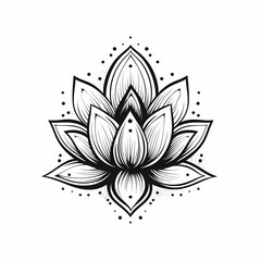 Wall Mural - Lotus Flower Black and White. Generative AI