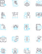 © Nina - Biotechnology sector linear icons set. Genomics, Proteomics, Bioinformatics, Antibiotics, Biomanufacturing, Cloning, Gene therapy line vector and concept signs. Biomaterials,Bioengineering,Bioreactor