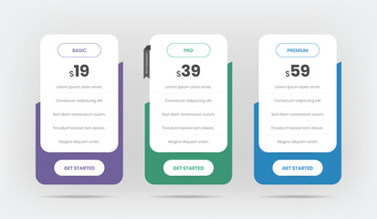 Wall Mural - pricing table ui for web with abstract shape