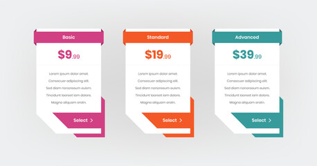 Wall Mural - minimal subscription plan list comparison price table ui template