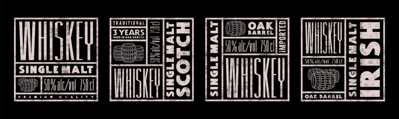 Wall Mural - Set of template square label for scotch and irish whiskey