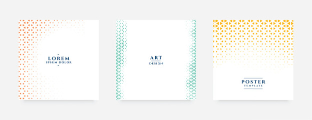 Sticker - set of three simple halftone geometric texture background