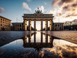 Brandenburg Gate and its reflection after rain - generative AI