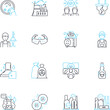 © Nina - Chemical synthesis linear icons set. Polymerization, Catalysis, Oxidation, Reduction, Hydrogenation, Alkylation, Isomerization line vector and concept signs. Transesterification,Condensation,Nitration