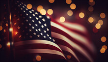 American Wave Flag Background. Concept National Holidays , Flag Day, Veterans Day, Memorial Day, Independence Day, Patriot Day  Ai Generated Image 