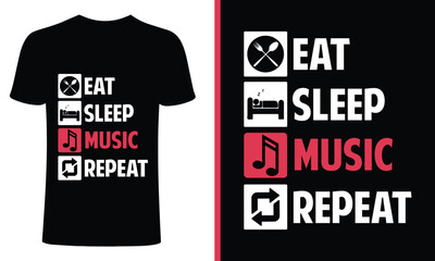 Wall Mural - music t-shirt , eat sleep repeat design