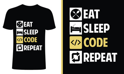 Wall Mural - code t-shirt , eat sleep repeat design
