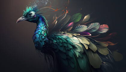 Naklejka na meble Peacock abstract wallpaper. Soft background with cute peafowl  bird in Pastel colors generative ai