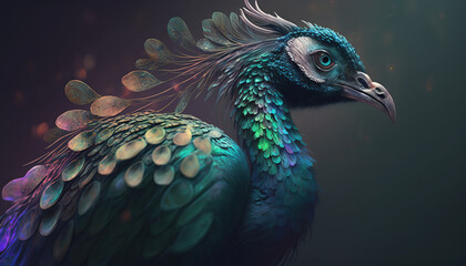 Naklejka na meble Peacock abstract wallpaper. Soft background with cute peafowl  bird in Pastel colors generative ai