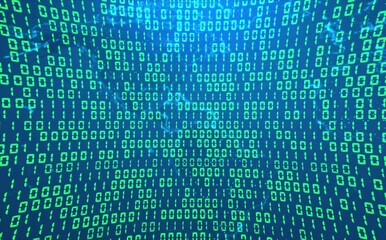 Wall Mural - binary code random number grid technology on world map background .changing program code from zero a