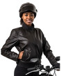 Black Female Delivery Driver on White Background 