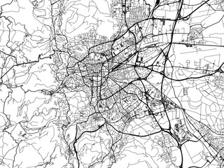 Vector road map of the city of  Clermont-Ferrand in France on a white background.