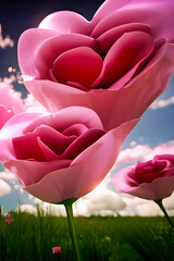 Wall Mural - pink roses, artificial intelligence generated image