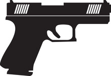 Hand Gun Pistol Svg Vector Cut File Cricut Silhouette Design For T-shirt Gun Shop 