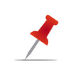 © XICONS - Red Push Pin Isolated. Editable Vector Illustration Stroke. Transparent Background.