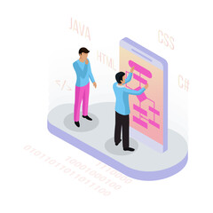 Wall Mural - programming isometric concept