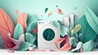 Engaging Illustration of Laundry: A Vibrant and Dynamic Depiction of Cleanliness and Freshness, Emphasizing the Importance of Daily Chores - Generative AI Illustration