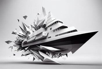 Position the ship against a stark, white background to emphasize its sleek and modern appearance. Generative AI technology.
