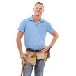 Portrait, building and PNG with an engineer man isolated on a transparent background for maintenance. Construction, diy and smile with a happy mature contractor or handyman working on a labor project