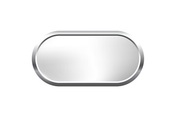 Wall Mural - silver ellipse button with frame vector illustration. 3d steel glossy elegant oval design for empty 